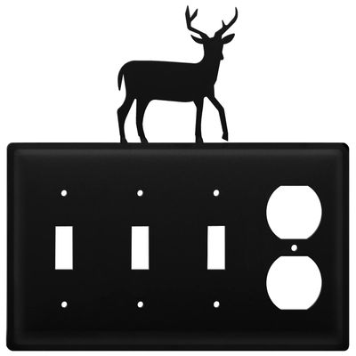 Village Wrought Iron Deer Triple Switch & Single Outlet
