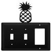 Village Wrought Iron ESSG-44 8 Inch Pineapple - Switch Cover Triple, Black view 1