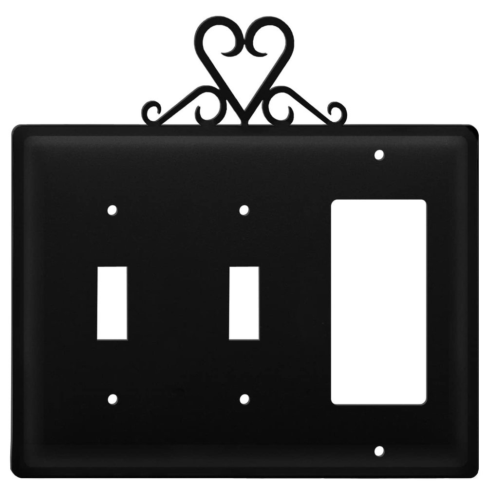 Village Wrought Iron ESSG-51 8 Inch Heart - Switch Cover Triple, Black