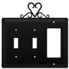 Village Wrought Iron ESSG-51 8 Inch Heart - Switch Cover Triple, Black view 1
