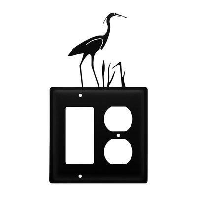 Village Wrought Iron EGO-133 8 Inch Heron - Single GFI and Outlet, Black