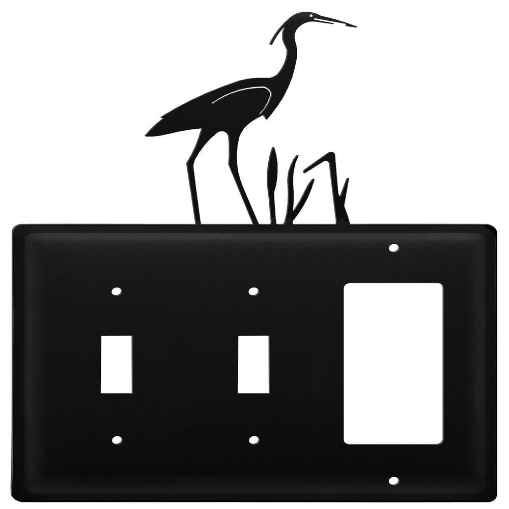 Village Wrought Iron ESSG-133 8 Inch Heron - Switch Cover Triple, Black