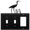 Village Wrought Iron ESSG-133 8 Inch Heron - Switch Cover Triple, Black view 1