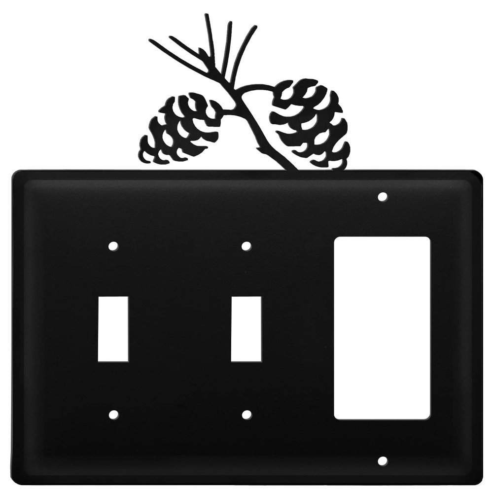 Village Wrought Iron ESSG-89 8 Inch Pinecone-Switch Cover Triple, Black