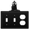 Village Wrought Iron ESSO-10 8 Inch Lighthouse - Double Switch and Single Outlet Cover, Black view 1