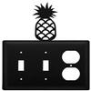 Village Wrought Iron ESSO-44 8 Inch Pineapple-Double Switch and Single Outlet Cover, Black view 1