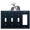 Village Wrought Iron ESSSG-89 8.25 Inch Pinecone - Triple Switch and Single GFI, Black view 1