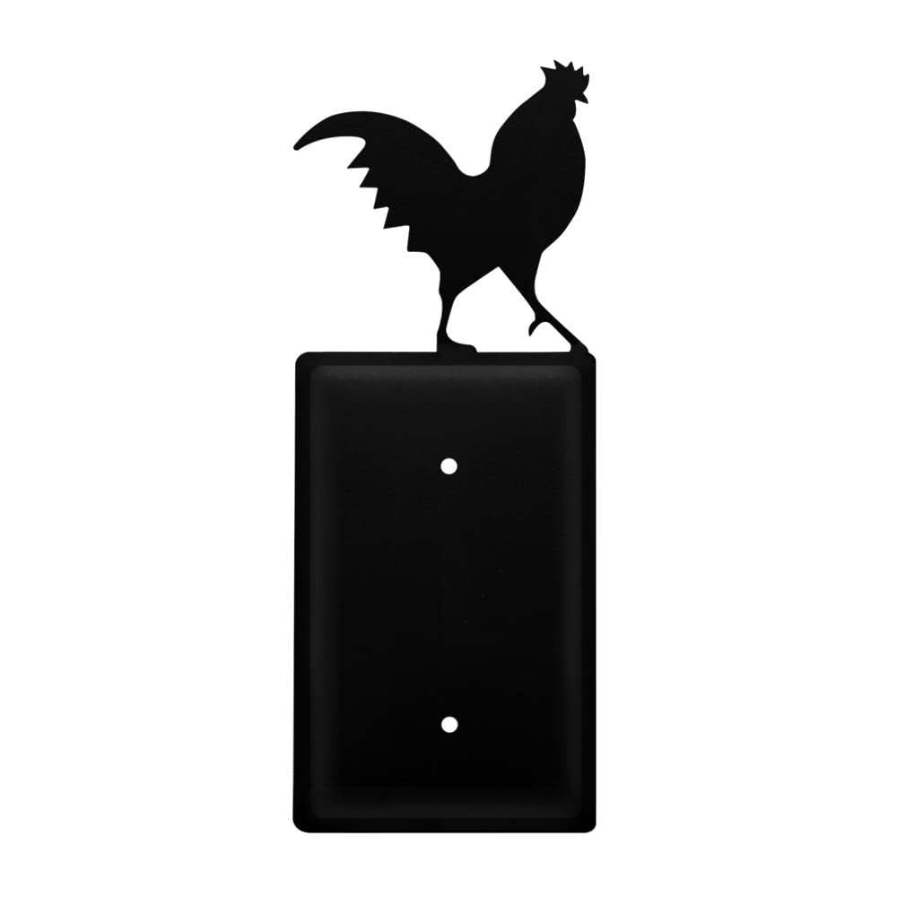 Village Wrought Iron EC-1 8 Inch Rooster - Single Electrical Cover, Black