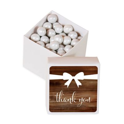 Andaz Press Mini Square Party Favor Box DIY Kit, Thank You, Rustic Wood Label with White Box, 20-Pack, for Birthday, Baby Shower, Wedding Party Favors, Decorations