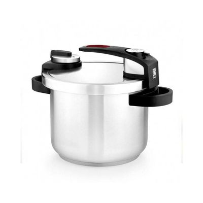 BRA Tekna | Easy Quick Pressure Cooker 4 Litres, Made of 18/10 Stainless Steel, with 2 Cooking Programs and Opening Lock System, Suitable for All Types of Hobs, Grey, 22 cm