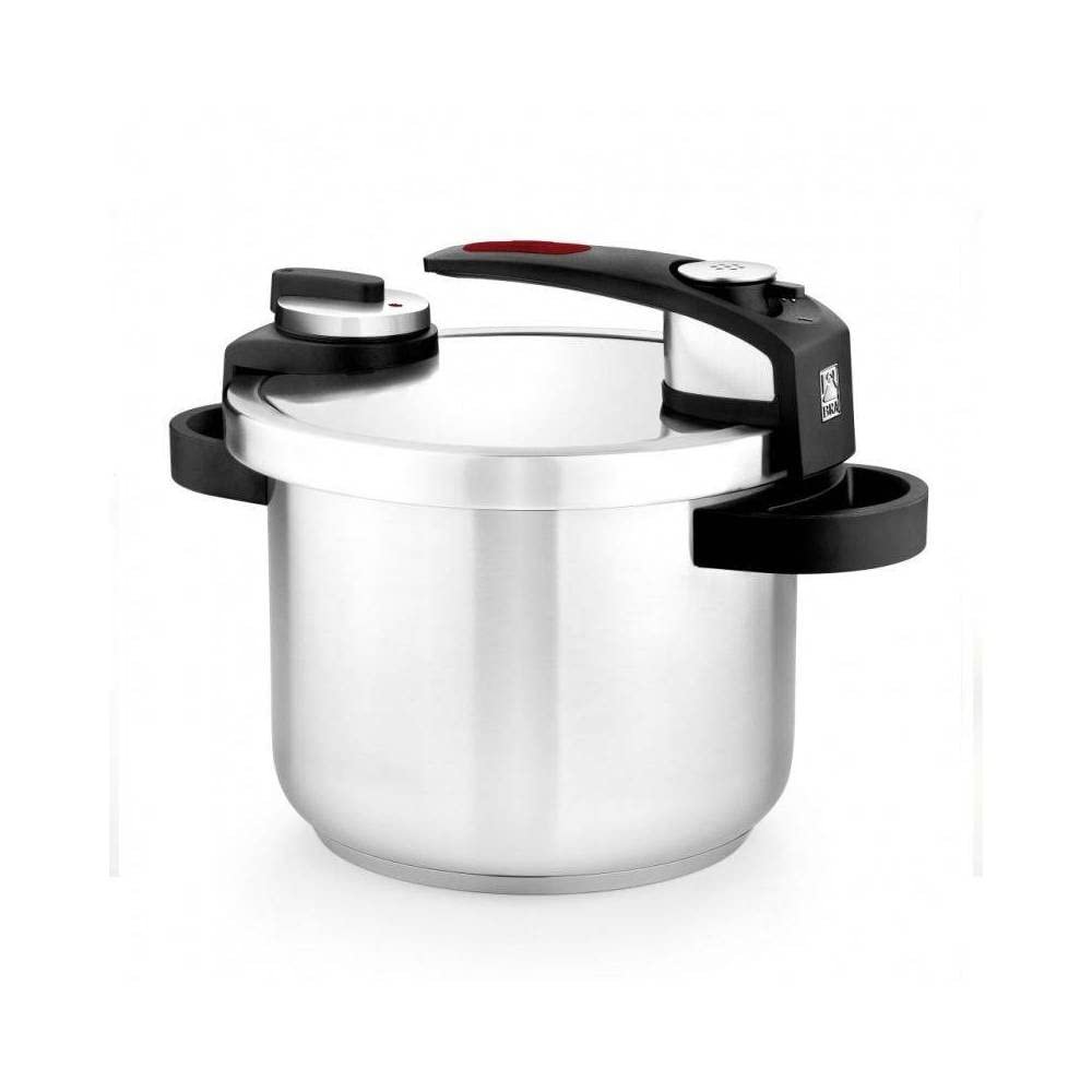 BRA Tekna | Easy Quick Pressure Cooker 4 Litres, Made of 18/10 Stainless Steel, with 2 Cooking Programs and Opening Lock System, Suitable for All Types of Hobs, Grey, 22 cm