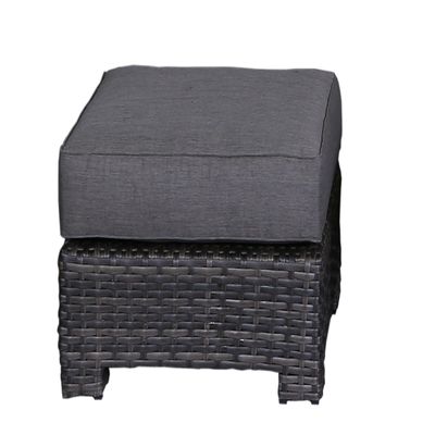 Bora Bora Two-Tone Wicker Rattan Ottoman in Charcoal Cushion