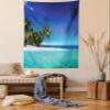 Ambesonne Ocean Tapestry, Seaside View Tropical Island Coast Jungle Nature Landscape Picture, Wall Hanging for Bedroom Living Room Dorm Decor, 60" X 80", Royal Blue Turquoise view 1