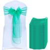 MDS Pack of 50 PCS Organza Chair Sashes Wider Dining Chair Bows Ribbon Tie Back for Wedding Party Birthday Bridal Shower Reception Event Banquet Home Chair Cover Decoration - Green view 1