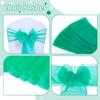 MDS Pack of 50 PCS Organza Chair Sashes Wider Dining Chair Bows Ribbon Tie Back for Wedding Party Birthday Bridal Shower Reception Event Banquet Home Chair Cover Decoration - Green view 4