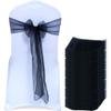 MDS Pack of 50 PCS Organza Chair Sashes Wider Dining Chair Bows Ribbon Tie Back for Wedding Party Birthday Bridal Shower Reception Event Banquet Home Chair Cover Decoration - Black view 1