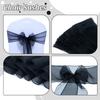 MDS Pack of 50 PCS Organza Chair Sashes Wider Dining Chair Bows Ribbon Tie Back for Wedding Party Birthday Bridal Shower Reception Event Banquet Home Chair Cover Decoration - Black view 4