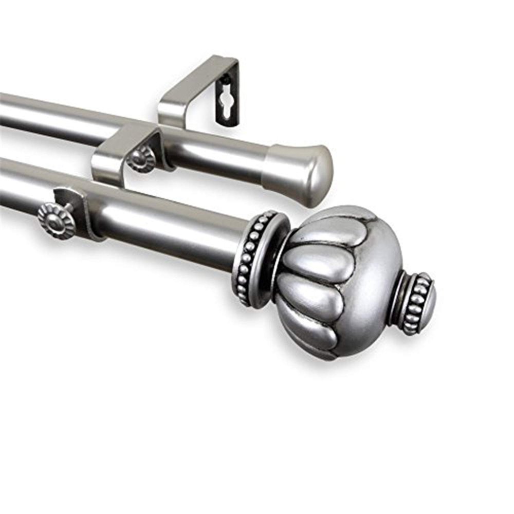 Rod Desyne Home Decorative Selma Double Curtain Rod 28-48" - Satin Nickel