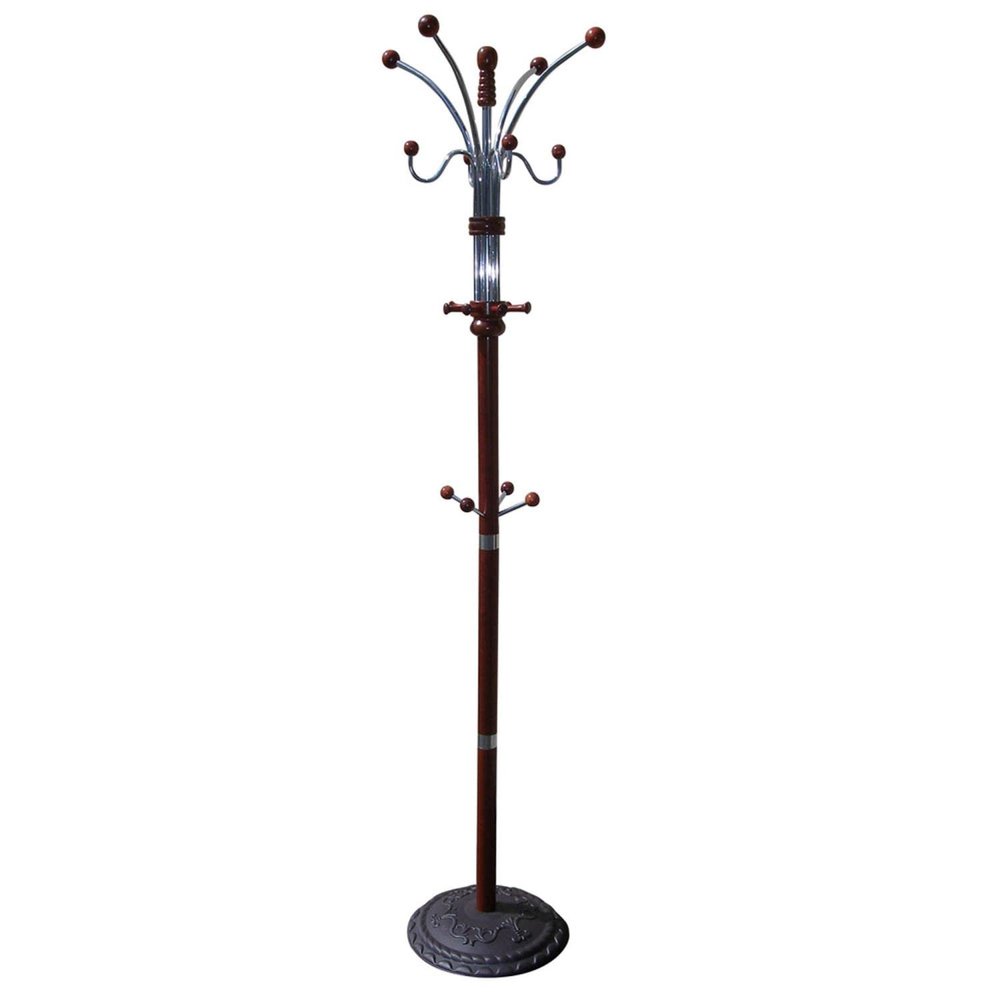 ORE International 73" Tall Chrome and Wood Coat Rack R685CH