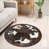 Sunshine Cowhides 100% Genuine Patchwork Cowhide Rug - Dark Tricolor, Single Star, Rodeo Animal Hide Rugs for Living Room, Office or Kitchen Area - Round Leather Rug - Small (40" Diameter) view 2