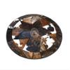 Sunshine Cowhides 100% Genuine Patchwork Cowhide Rug - Dark Tricolor, Single Star, Rodeo Animal Hide Rugs for Living Room, Office or Kitchen Area - Round Leather Rug - Small (40" Diameter) view 3
