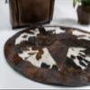 Sunshine Cowhides 100% Genuine Patchwork Cowhide Rug - Dark Tricolor, Single Star, Rodeo Animal Hide Rugs for Living Room, Office or Kitchen Area - Round Leather Rug - Small (40" Diameter) view 4