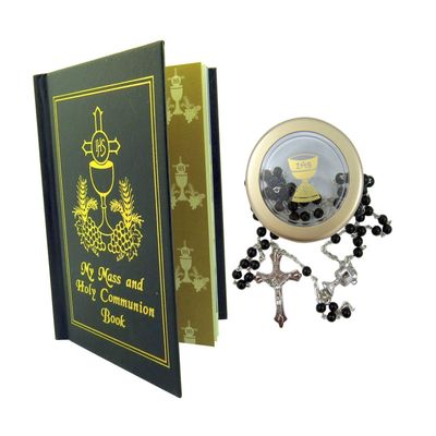 Book and Rosary Gift Set Gift Set, My Mass and Holy Communion Missal and Rosary with Case for Boys
