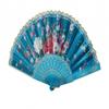 Feng Shui Import Silk Hand Fan with Golden Lace and Color Slab (Pink) view 1