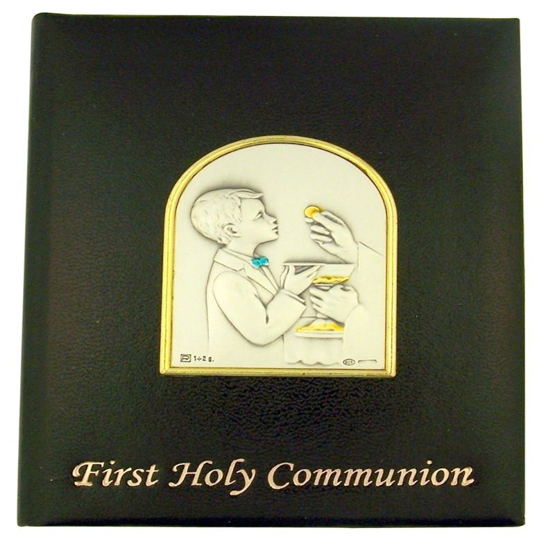 First Holy Communion Padded Leatherette Missal with First Communion Boy Image, 5 1/4 Inch