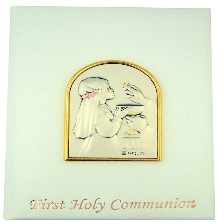 First Holy Communion Padded Leatherette Missal with First Communion Girl Image, 5 1/4 Inch