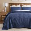 Madison Park Quebec King Size Quilt Bedding Set - Navy , Damask  3 Piece Bedding Quilt Coverlets  Ultra Soft Microfiber Bed Quilts Quilted Coverlet view 1
