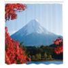 Ambesonne Landscape Shower Curtain, Mountain Fiji with Snowcapped Summit and Lake Maple Trees in Autumn, Cloth Fabric Bathroom Decor Set with Hooks, 69" W x 70" L, Paprika Blue and Green view 2