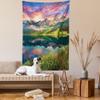 Ambesonne Landscape Tapestry, Summer Sunrise on Vorderer Gosausee Lake in The Austrian Alp Mountains, Wall Hanging for Bedroom Living Room Dorm, 60" X 80", Coral Green view 2