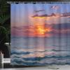 Ambesonne Ocean Shower Curtain, Sunset Before Dusk at Cloudy Nature and Calm Sea with Small Waves Image, Cloth Fabric Bathroom Decor Set with Hooks, 69" W x 70" L, Orange Coral view 3