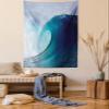 Ambesonne Ocean Tapestry, Tropical Surfing Huge Wave Swirling on a Windy Sea Indonesian Sumatra Scenic Adventure Picture Print, Wall Hanging for Bedroom Living Room Dorm Decor, 40" X 60", Blue White view 1