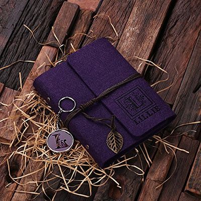 Personalized Felt Notebook Journal and Key Chain Set