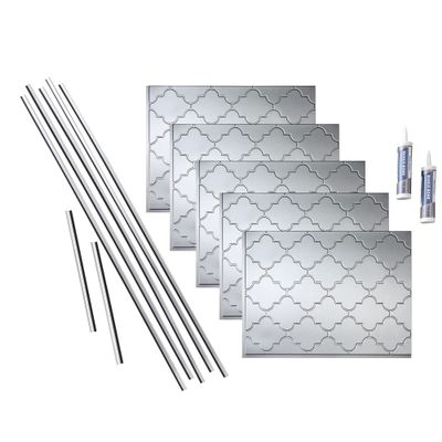 FASDE Monaco Decorative Vinyl Backsplash 15 sq ft Kit in Argent Silver