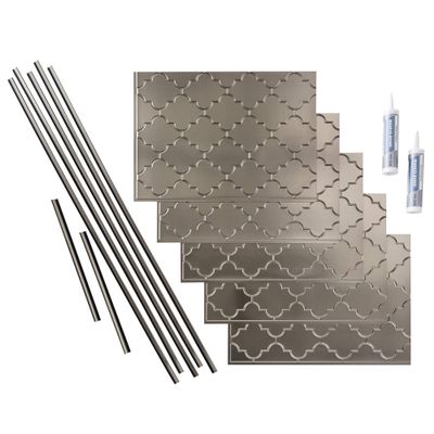 FASDE Monaco Decorative Vinyl Backsplash 15 sq ft Kit in Brushed Nickel