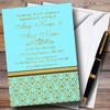 Aqua Sky Blue & Gold Vintage Damask Personalized Wedding Invitations view 1