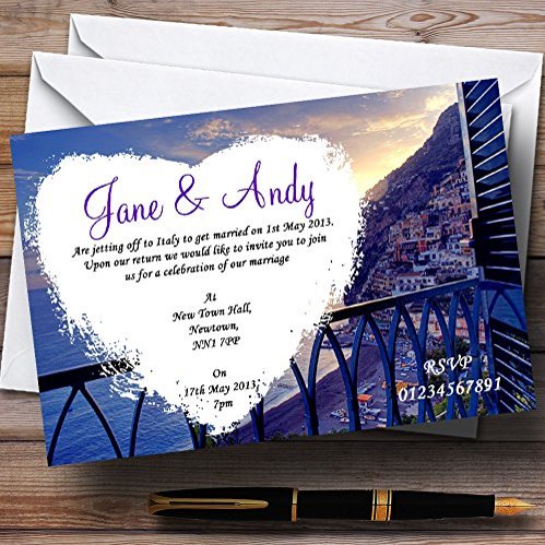 Amalfi Coast Italy Heart Personalized Wedding Invitations