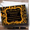 Black & Orange Swirl Deco Personalized Wedding Invitations view 1