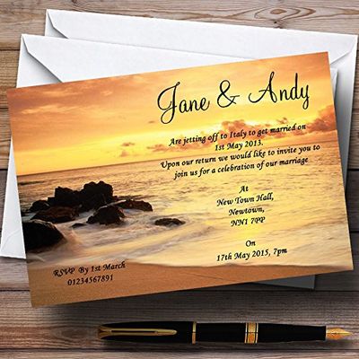 Beautiful Sunset Beach Abroad Personalized Wedding Invitations