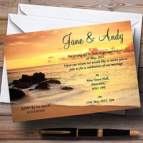 Beautiful Sunset Beach Abroad Personalized Wedding Invitations