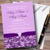 Purple Vintage Floral Damask Diamante Personalized Wedding Invitations view 1