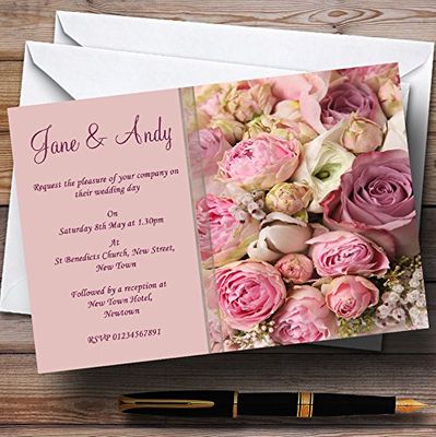 Absolutely Beautiful Pink Flowers Personalized Evening Reception Invitations
