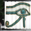 Ambesonne Egyptian Print Shower Curtain, Eye Pattern Egyptian of Protection Image, Cloth Fabric Bathroom Decor Set with Hooks, 69" W x 75" L, Yellow Emerald view 3