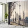 Ambesonne London Shower Curtain, Big Ben and Houses of Parliament The Riverside with Retro Lanterns Picture, Cloth Fabric Bathroom Decor Set with Hooks, 69" W x 84" L, Ivory Grey view 4