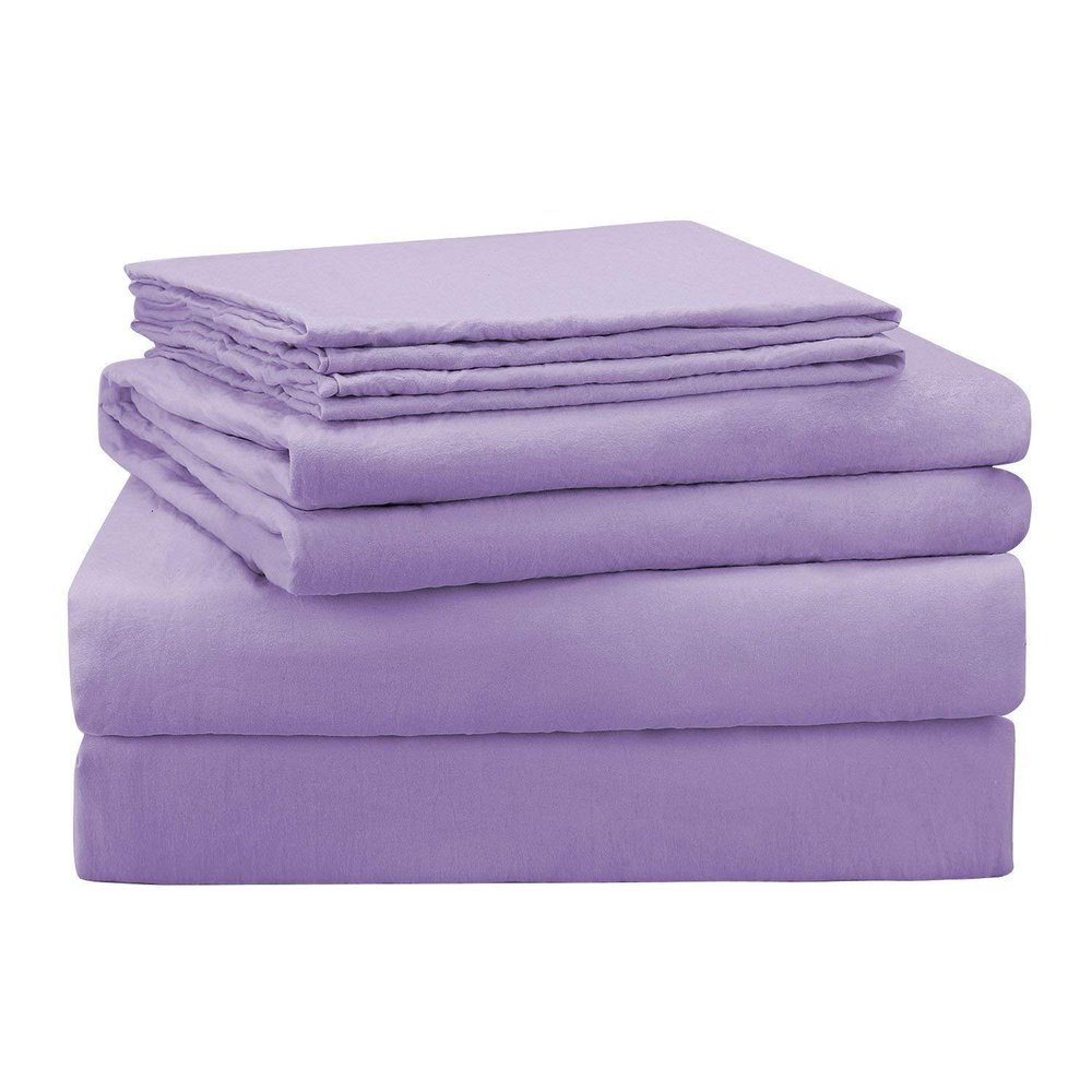 Adjustable King Luxury Sheets Egyptian-Cotton Set 5 Piece Lavender Solid - 600 Thread Count-Fitted Sheet Fit up to 25 Inches Deep Pocket. (Split-King)