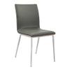 Armen Living Crystal Dining Chair in Brushed Stainless Steel finish with Grey Pu Upholstery and Walnut Back (Set of 2) view 2