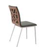 Armen Living Crystal Dining Chair in Brushed Stainless Steel finish with Grey Pu Upholstery and Walnut Back (Set of 2) view 3